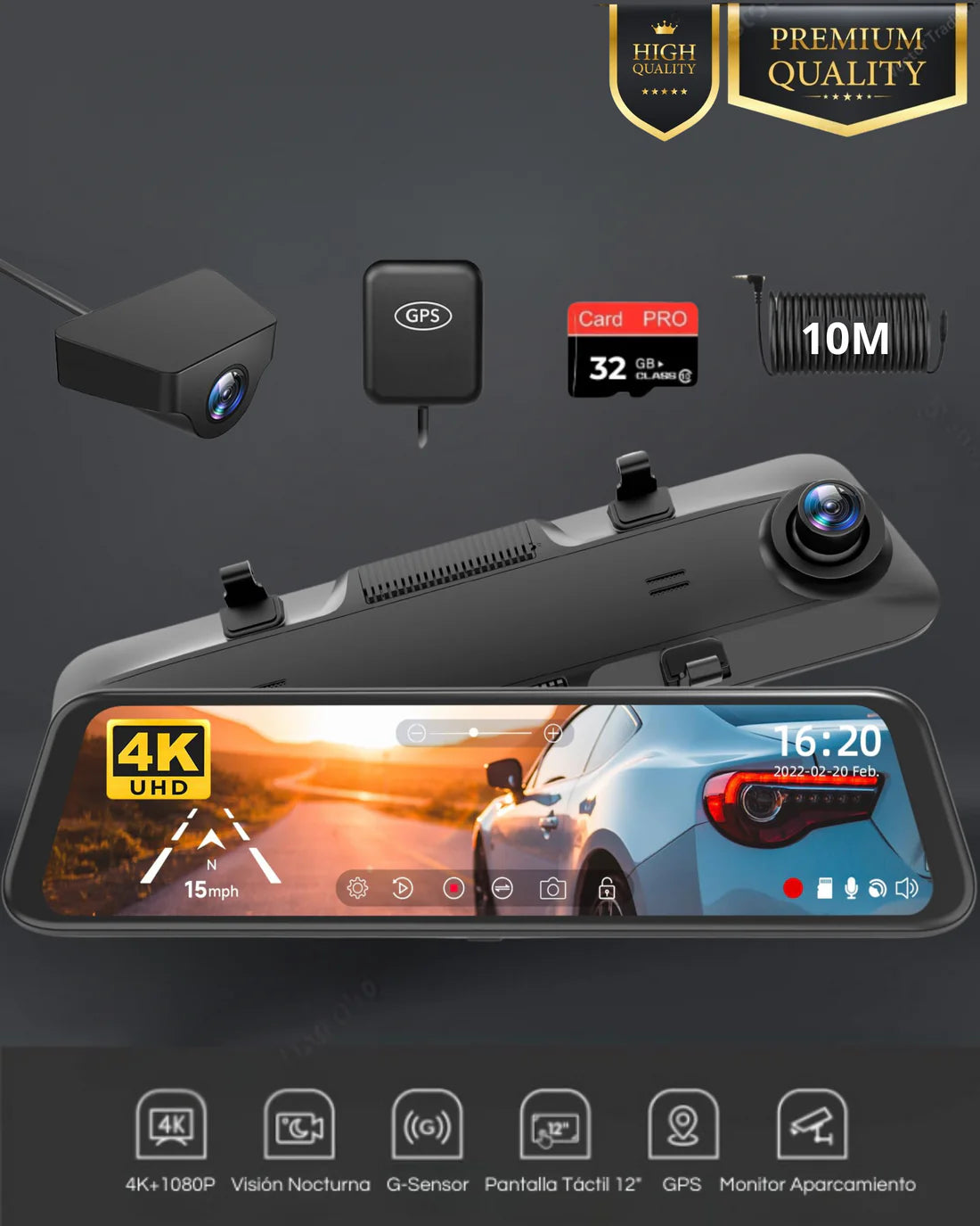 VISIONGUARD® RETROVISOR INTELIGENTE CON CAMARAS FRONTAL Y TRASERA