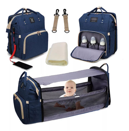 MALETA PAÑALERA🎒+ || CUNA PLEGABLE👶 + CARGADOR USB🔋
