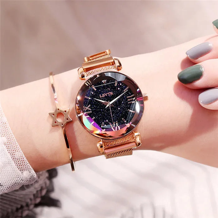 LuxMoon® - Reloj con Diseño Diamante y Correa de Malla