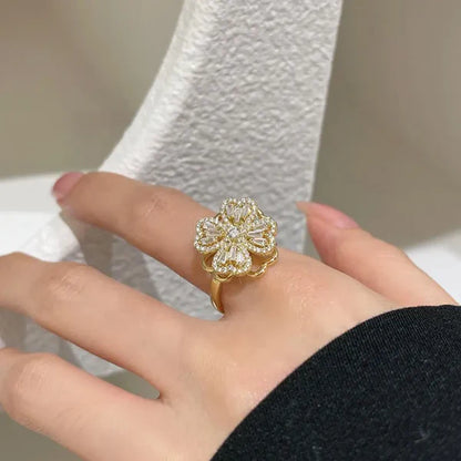 Combo Collar mas anillo trebol giratorio de la suerte🍀 ||+ Caja de regalo 🎁