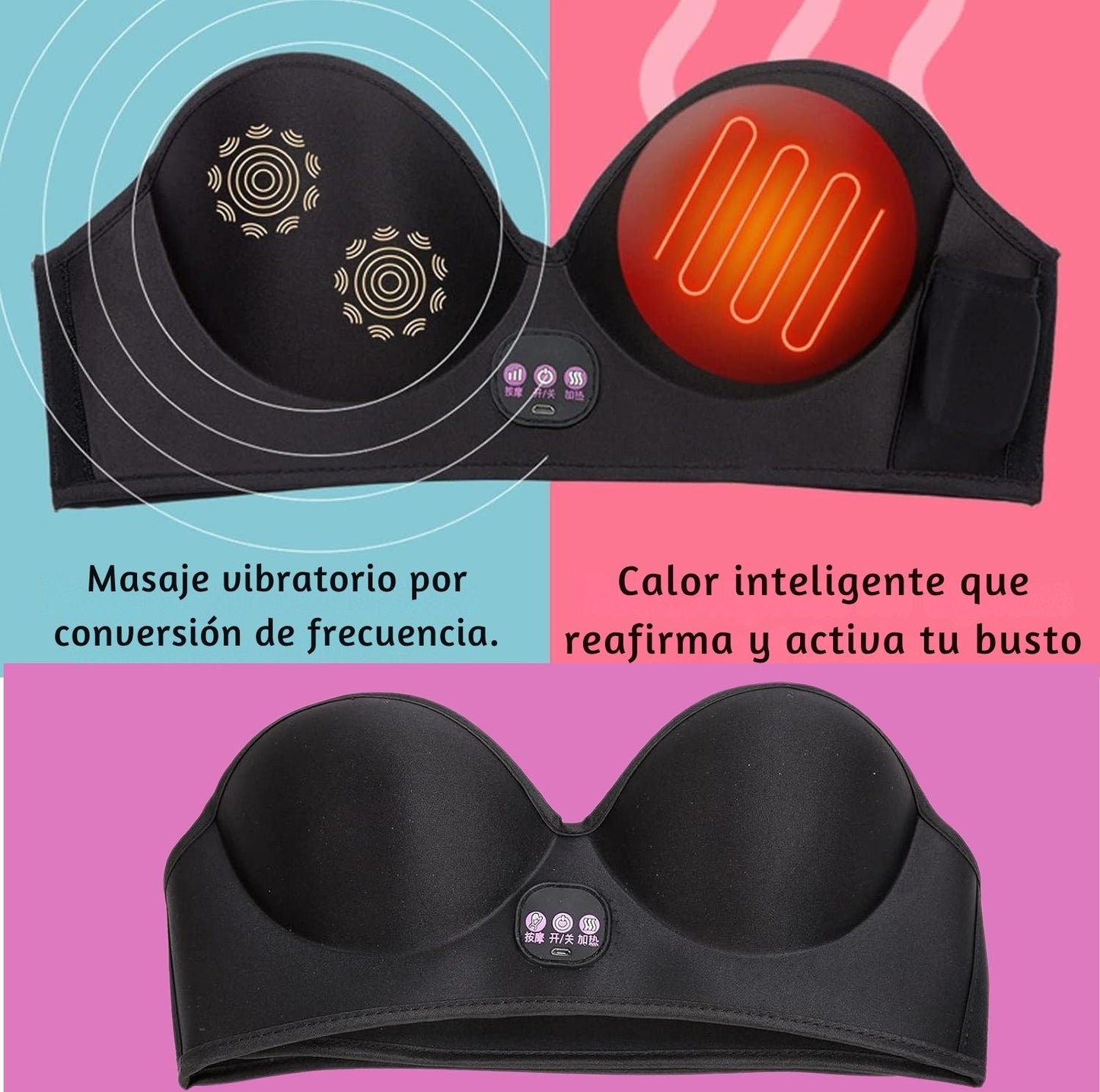 Brasier Masajeador Recargable Termico || ✨ Aumenta el volumen de los senos