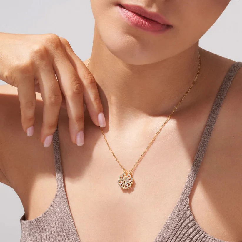 Combo Collar mas anillo trebol giratorio de la suerte🍀 ||+ Caja de regalo 🎁