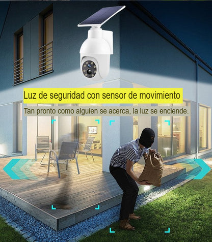 CAMARA DE SEGURIDAD CON PANEL SOLAR Y SIMULACION DE LAMPARA
