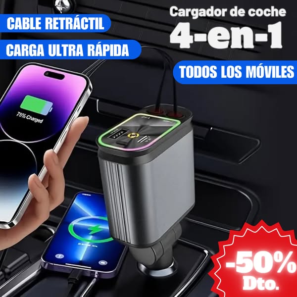 AUTOCHARGE PRO™ CARGADOR 4 EN 1 PARA AUTO