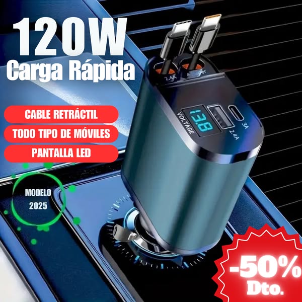AUTOCHARGE PRO™ CARGADOR 4 EN 1 PARA AUTO