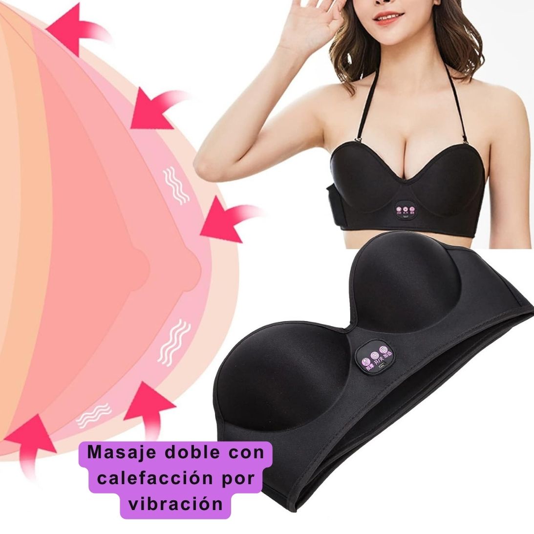 Brasier Masajeador Recargable Termico || ✨ Aumenta el volumen de los senos