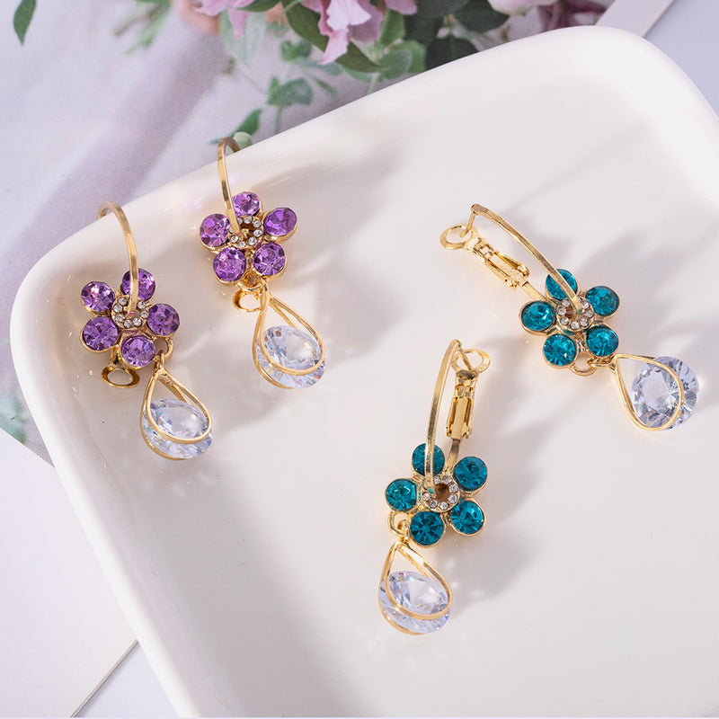 ARETES DE CRISTAL EN FORMA DE FLOR 🌸||ELEGANCIA Y ESTATUS